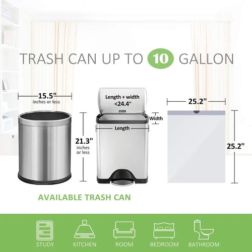 10 Gallon 120 Counts Strong Drawstring Trash Bags, White Plastic Garbage Bags for Home Office Kitchen Bathroom