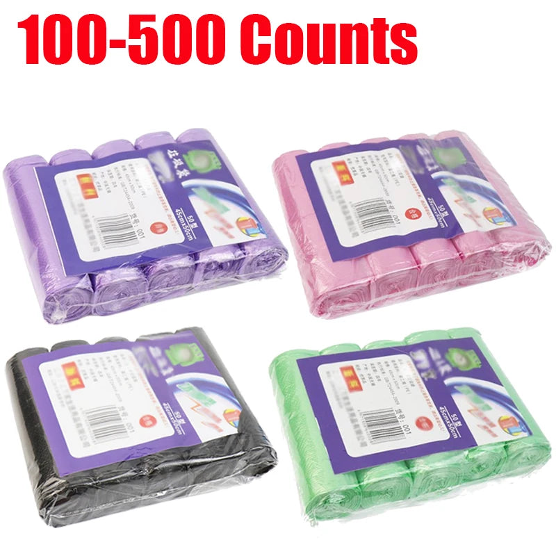 100-500 Counts Disposable Small Trash Bags Portable Pe Rubbish Bags Wastebasket Bags Small Garbage Bags Office Kitchen Waste
