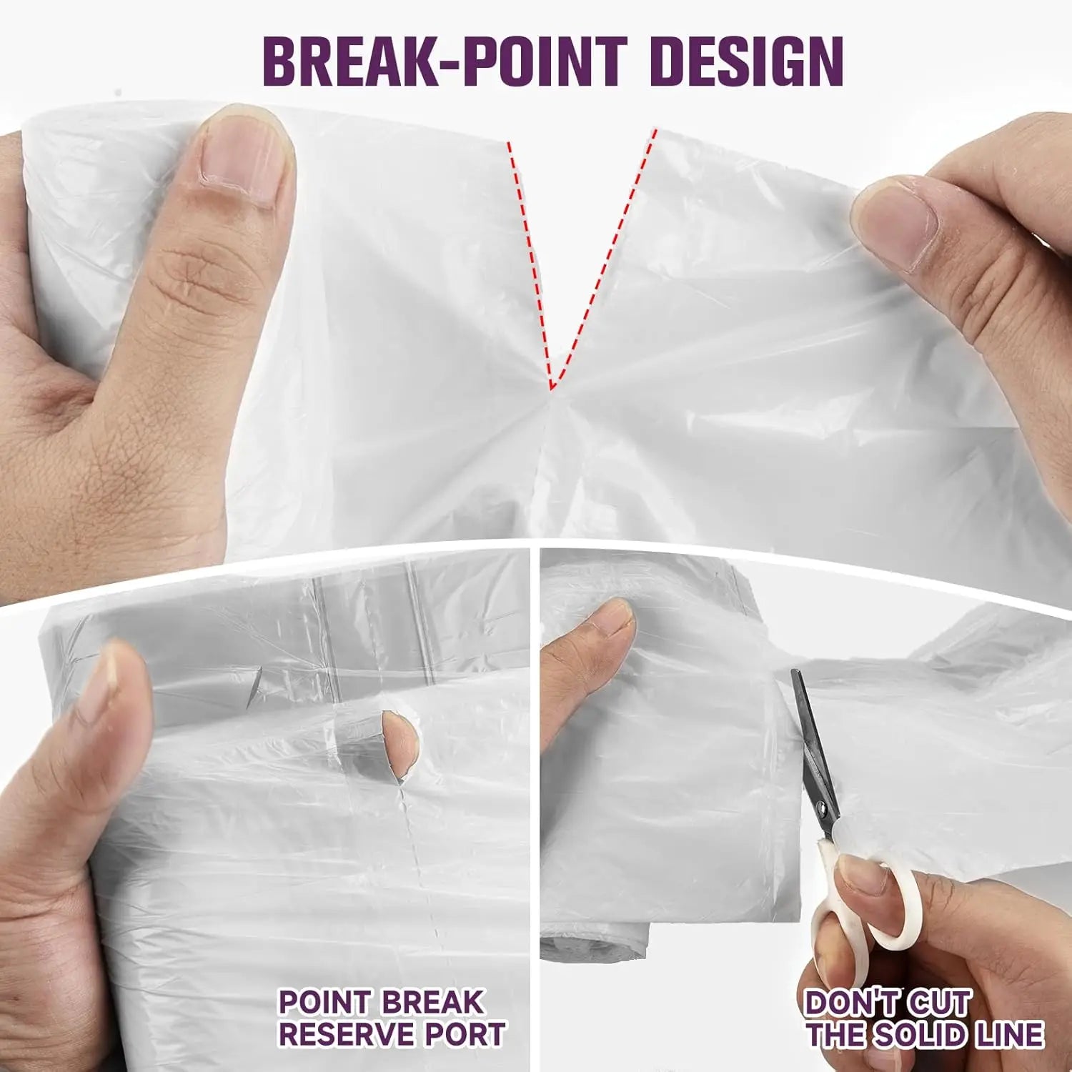 2.6-Gallon Trash Bags Heavy Duty Drawstring Kitchen Garbage Bags for Office/Bathroom, Leak-Proof & Odor Control, 60 Count Clear